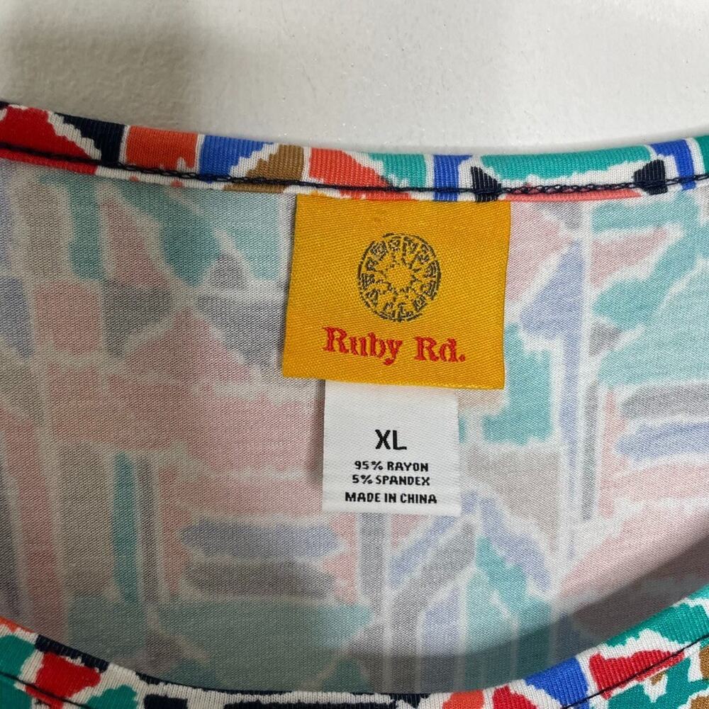 Ruby Rd Abstract Tie Front Top XL Multicolor Geom… - image 3
